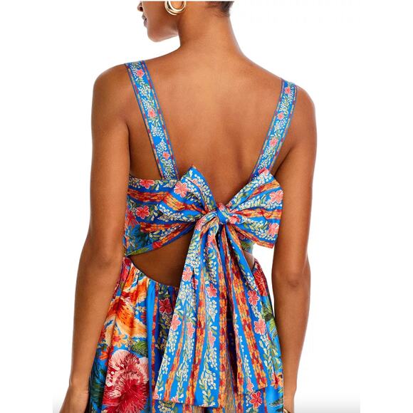 Farm Rio Stitched Garden Cotton Midi Dress Floral Cottagecore Boho Size XL - Picture 4 of 15